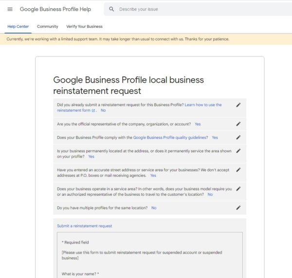 Recovery-Restore-Submit a recovery request form-3-Google My Business-Profile Suspended