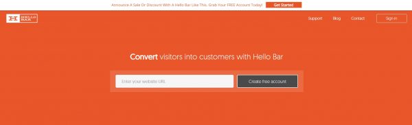 hellobar url 입력화면
