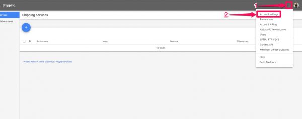 구글 머천트 센터_account setting