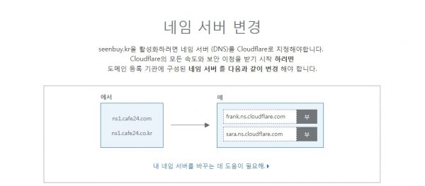 cloudflare에서 네임서버변경