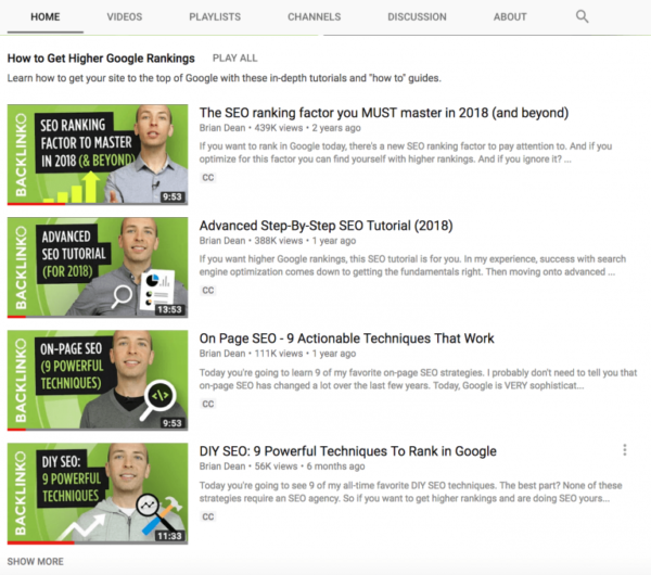 YouTube Video Playlists-Backlinko-1