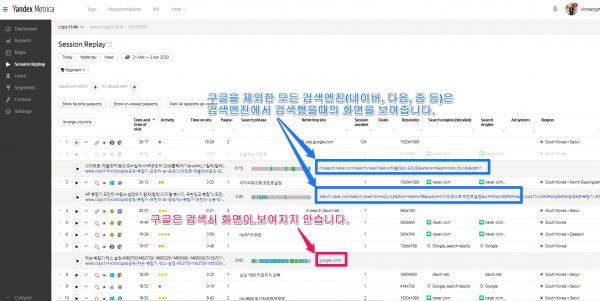 yandex metrica_검색엔진에서 검색시 화면 캡처