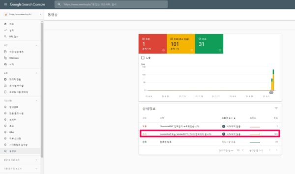videoobject 스키마 관련 경고-contentUrl 또는 embedUrl이(가) 지정되어야 합니다