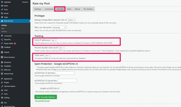 Rate my Post – WP Rating System 플러그인-2-security-tracking
