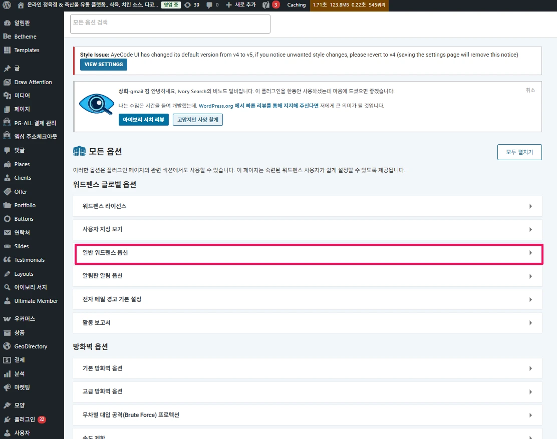 일반워드펜스옵션
