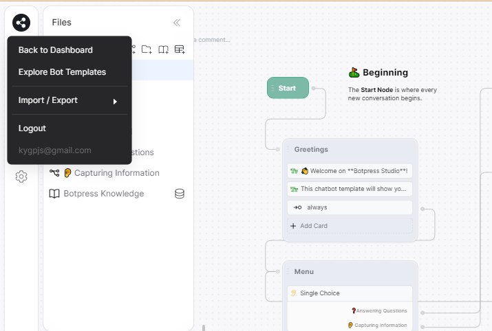 back to dashboard-botpress