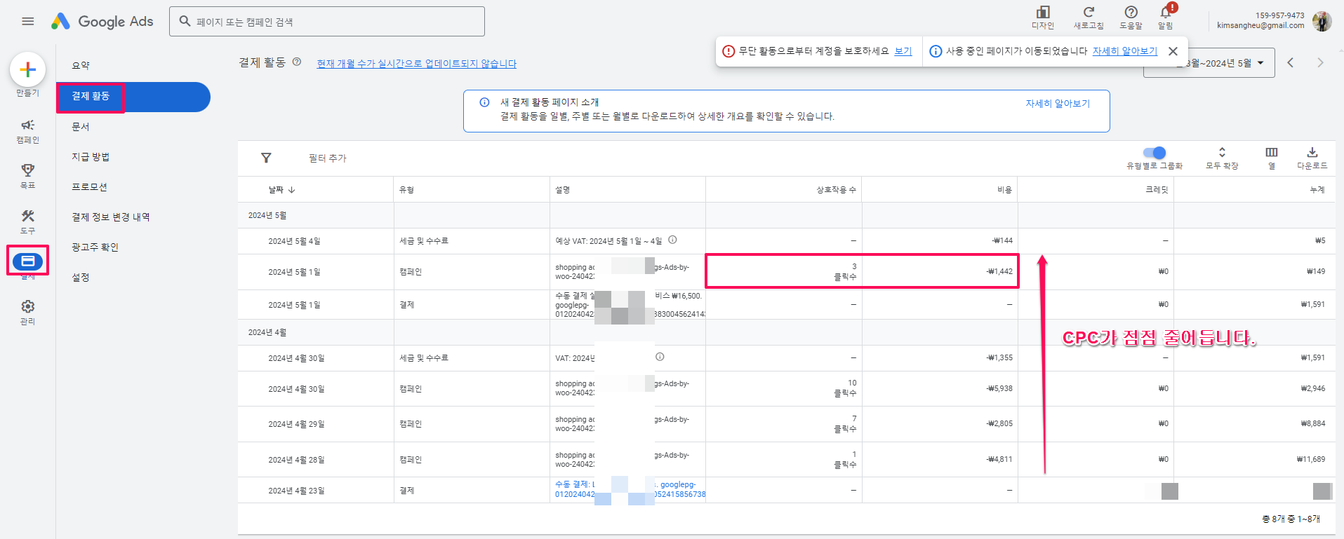 구글쇼핑광고의 CPC