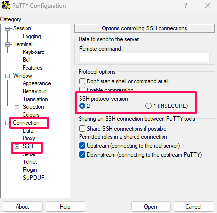 PuTTY 설정-Connection-SSH