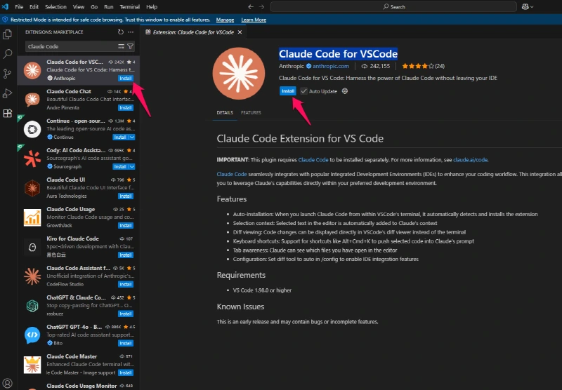 Claude Code for VSCode-install